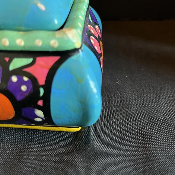 Vtg. Mexican Pottery Talavera Folk Art Hand Painted Cannister Container Floral - Picture 5 of 14